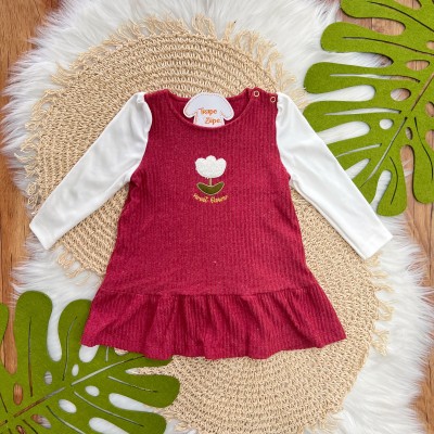 Vestido Manga Longa Sweet Flower - Bordo
